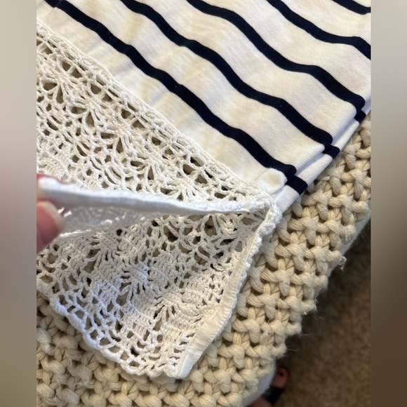 Lauren Jeans Company Ralph Lauren Navy/White Striped tank dress w/ crochet hem - Picture 8 of 11